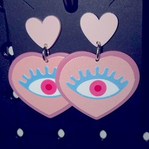 Handmade Evil Eye Protection Heart Acrylic Earrings 🦄3 for $15 or 4 for $20 🦄